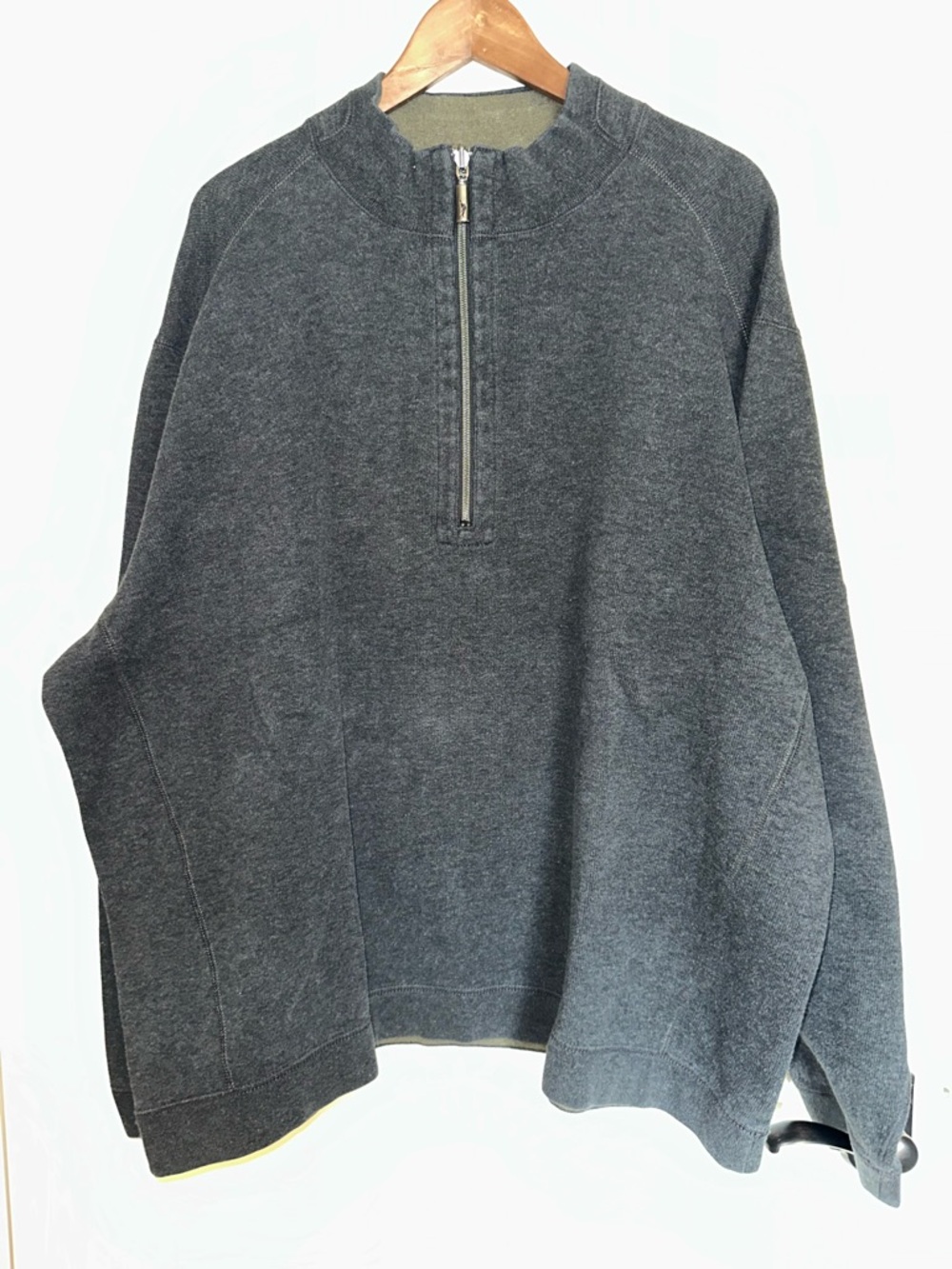 Tommy Bahama Reversible Quarter Zip Grey Olive Green Size XXL